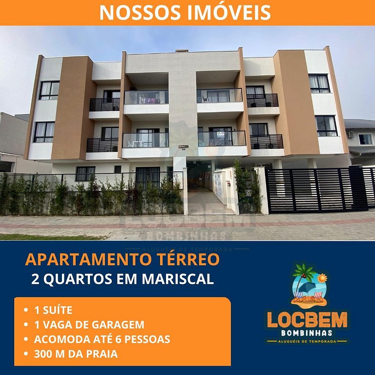 Térreo Confortável em Mariscal | 2 Quartos | Ar, Churrasquei