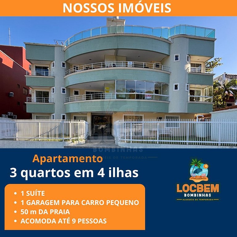 Apartamento na praia de 4 Ilhas - 3 quartos